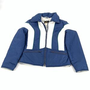 Vintage 1980s Edelweiss Ski Jacket Size Small Womens Navy Dark Blue White Coat S